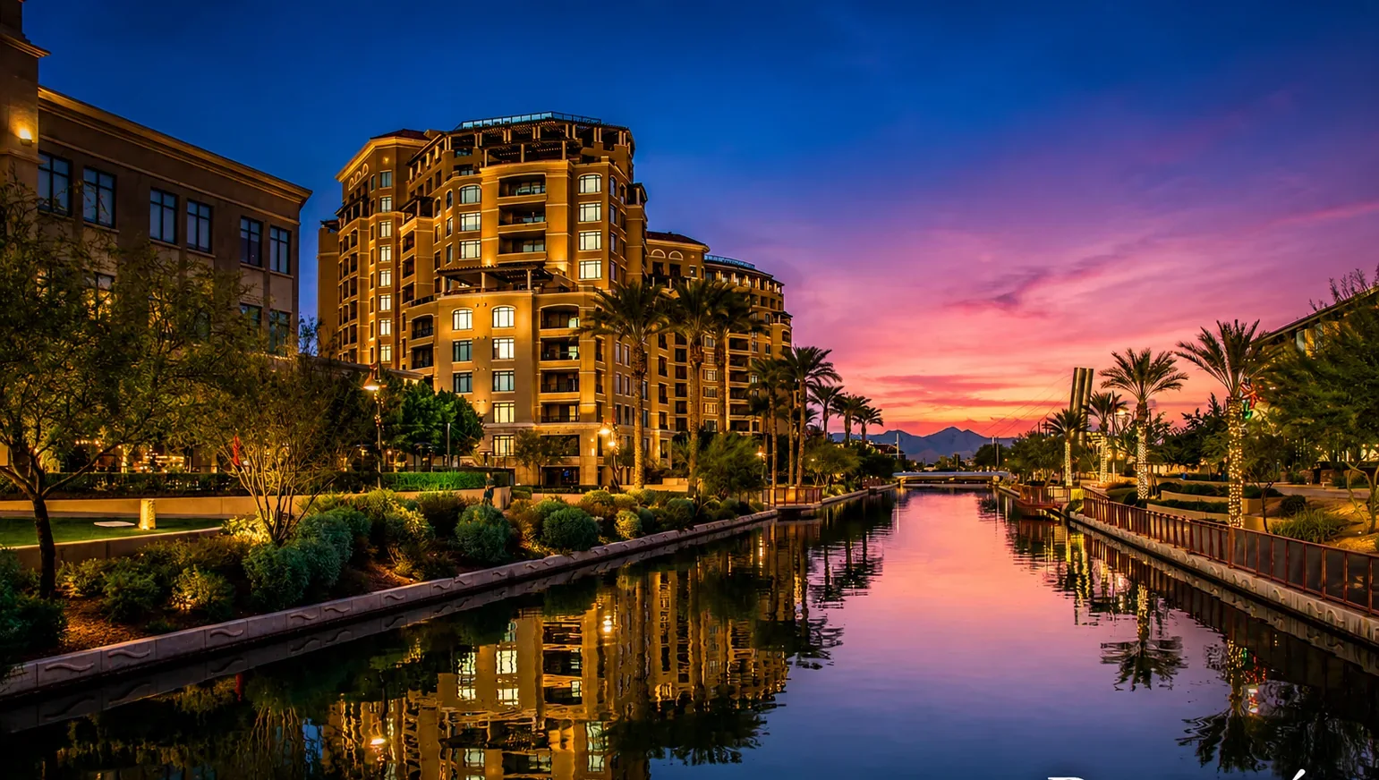 Scottsdale Waterfront at sunset