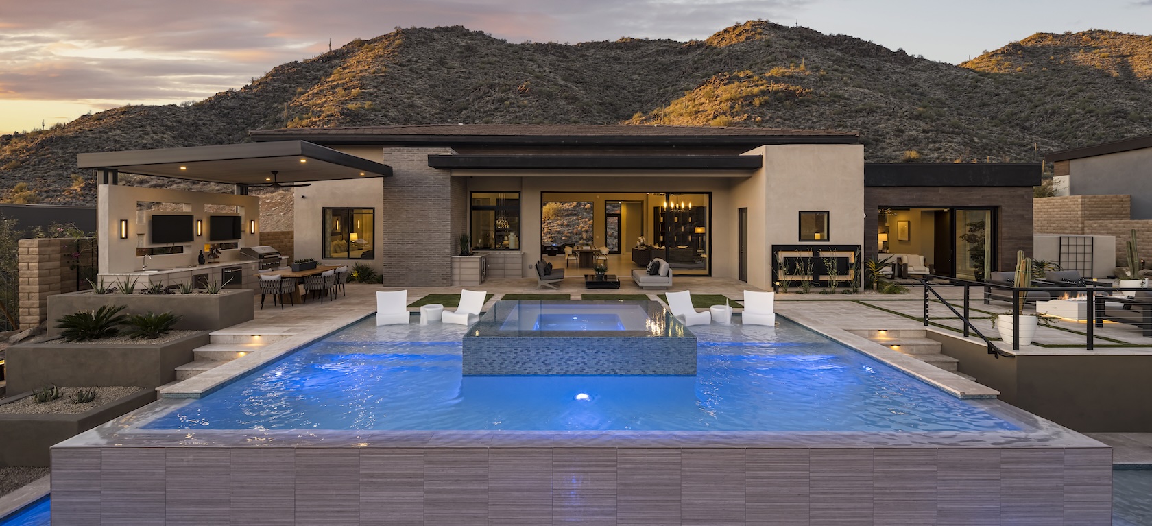 Luxury Arizona estate at dusk